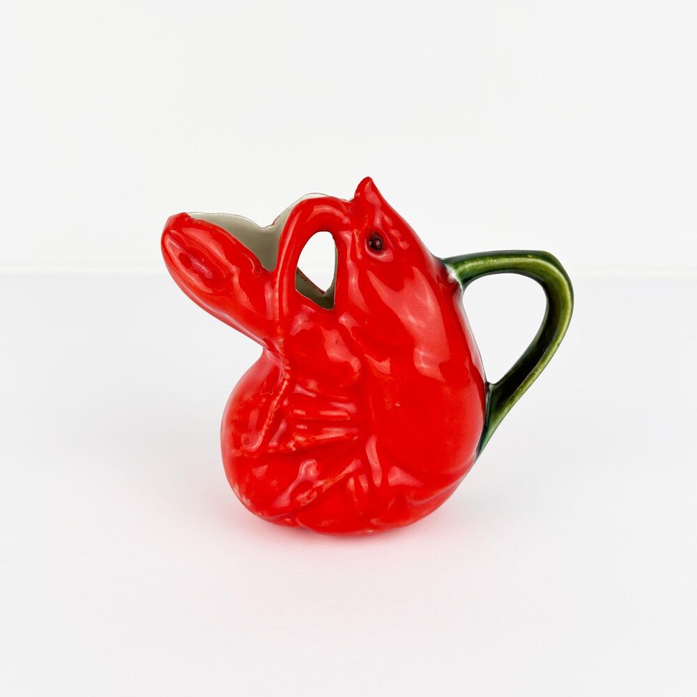 Vintage 1970 Lobster Creamer Red Studio Pottery Pitcher Signed